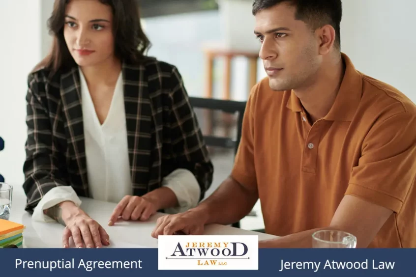 couple discussing a prenuptial agreement